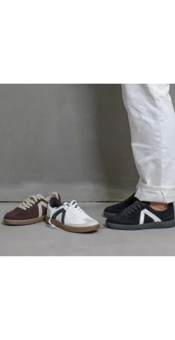 Sneakers med skind og ruskind sort