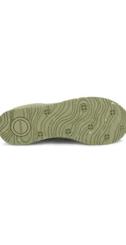Sneakers med snørebånd og skind i Dusty Olive