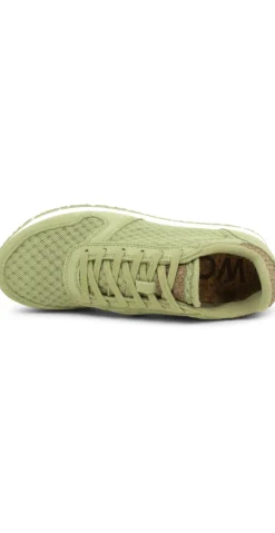 Sneakers med snørebånd og skind i Dusty Olive