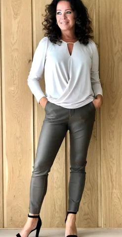 Solvej læderlook cooper ankelbuks morel
