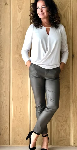 Solvej læderlook cooper ankelbuks morel