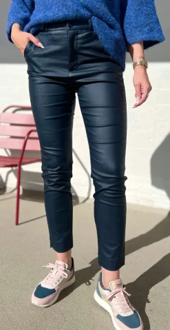 Solvej læderlook cooper ankelbuks navy