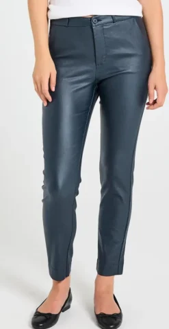 Solvej læderlook cooper ankelbuks navy