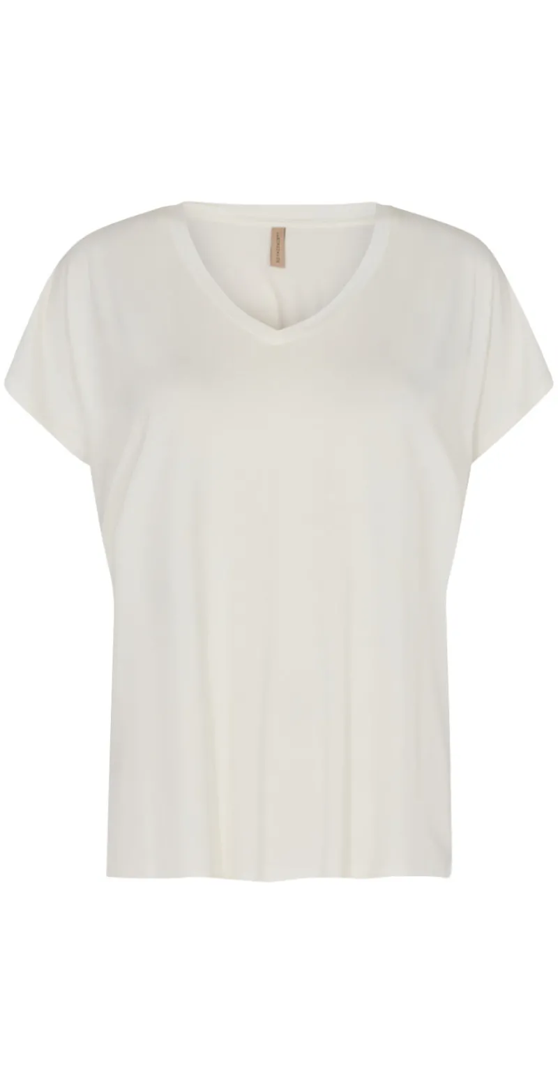 Sophia basisbluse med v-hals off white