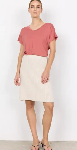 Sophia basisbluse med v-hals Blush