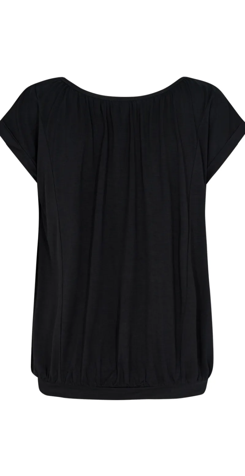 Sophia bluse med rund hals sort