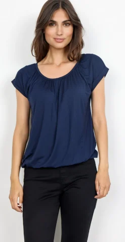 Sophia bluse med rund hals navy