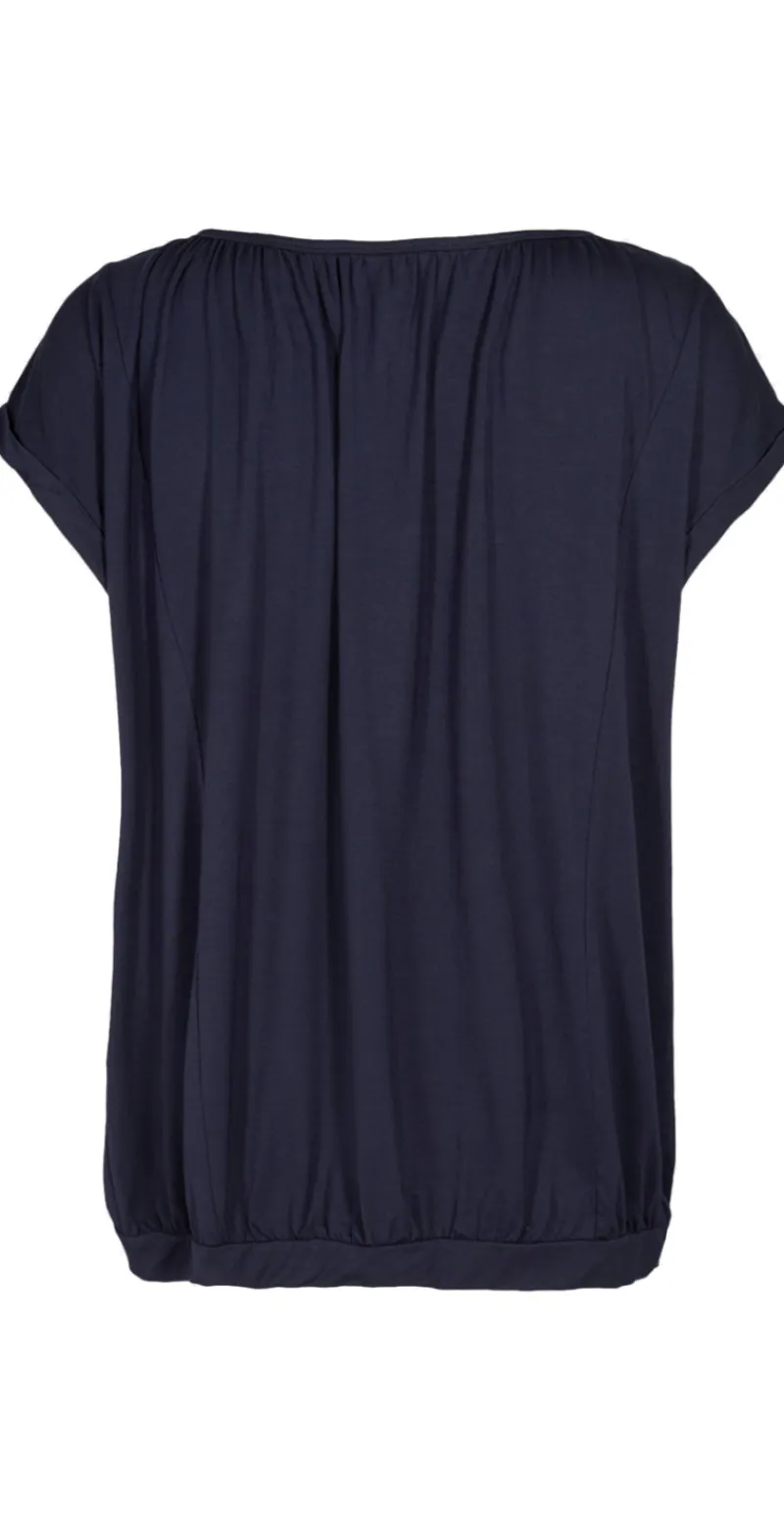 Sophia bluse med rund hals navy