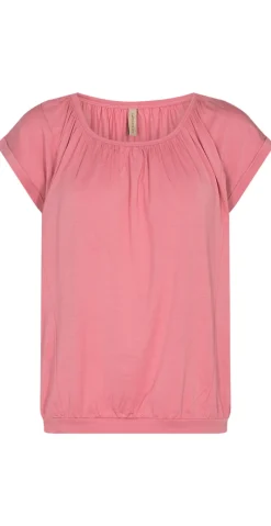 Sophia bluse med rund hals mørk rosa