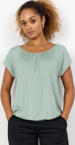 Sophia bluse med rund hals minera