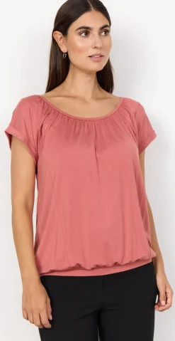 Sophia bluse med rund hals blush