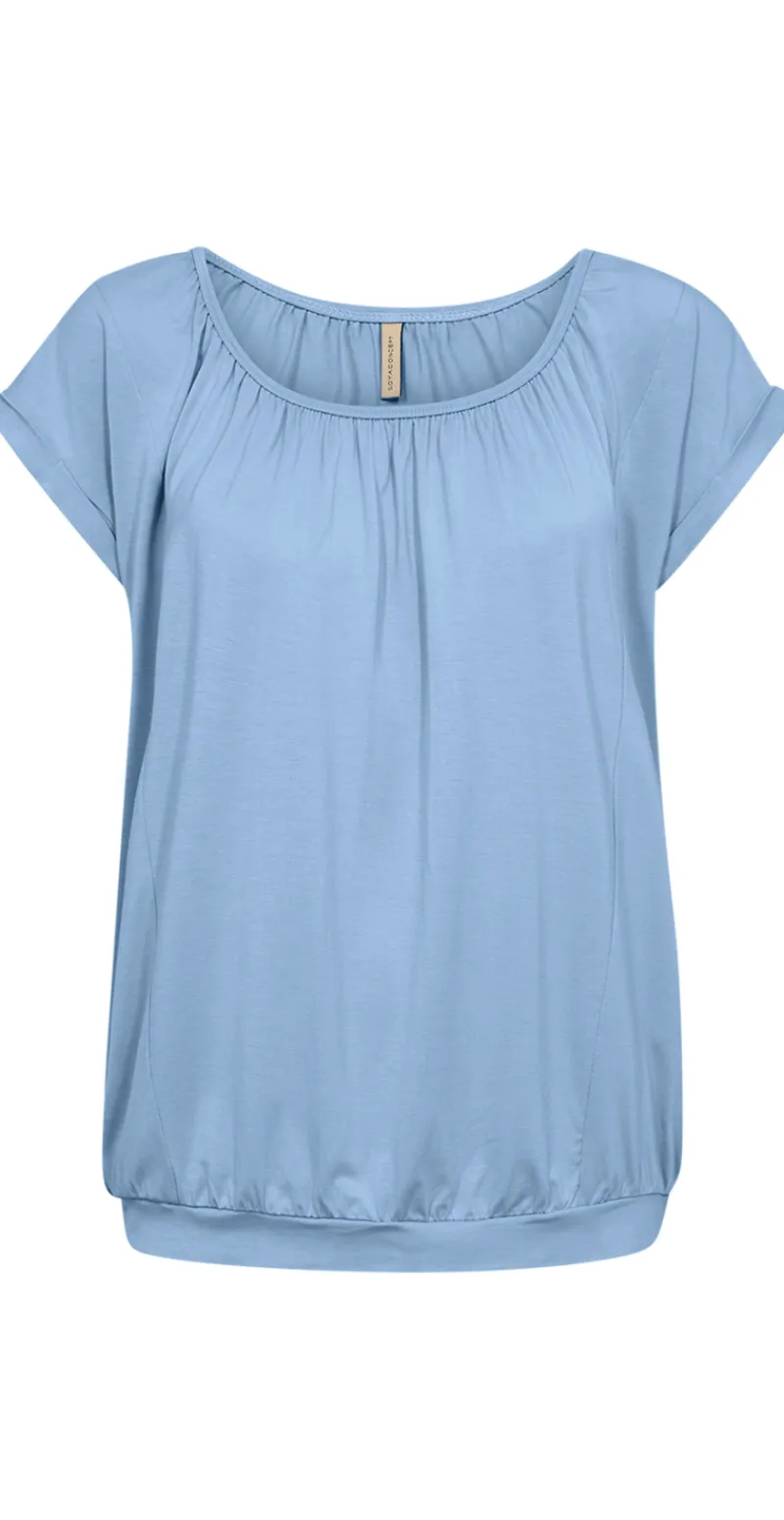 Sophia bluse med rund hals Air blue