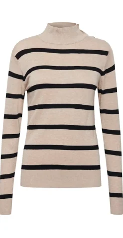 Strikbluse med skulderknapper cement mix