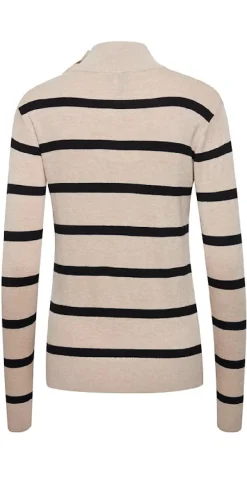 Strikbluse med skulderknapper cement mix