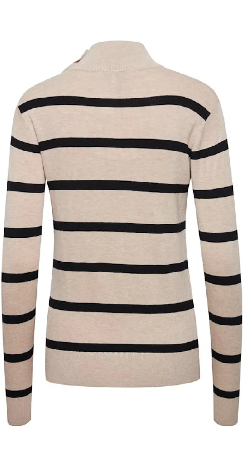 Strikbluse med skulderknapper cement mix