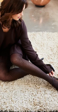 Strømpebuks med leopardprint brun