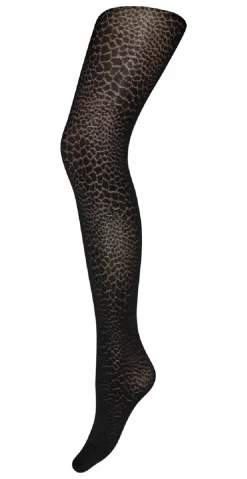 Strømpebuks med leopardprint sort