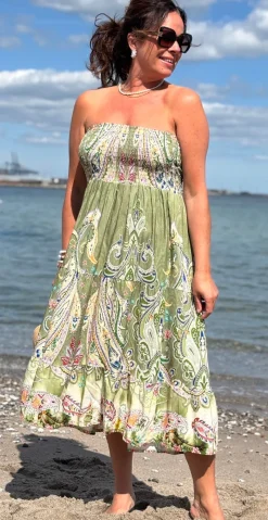 Thora nederdel med paisley print khaki LikeLondon