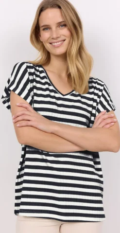 T-shirt i stribet print navy