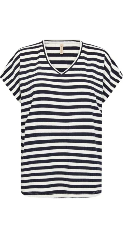 T-shirt i stribet print navy