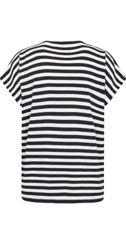 T-shirt i stribet print navy