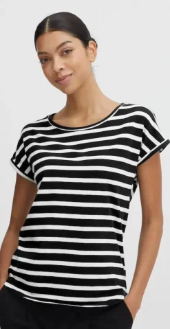 T-shirt med striber off-white mix