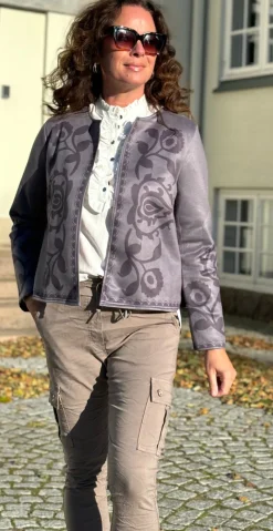 Valerie blazer med mønster grå LikeLondon