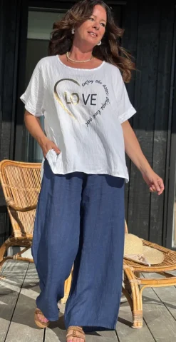 Vanja bluse med hjerteprint hvid LikeLondon