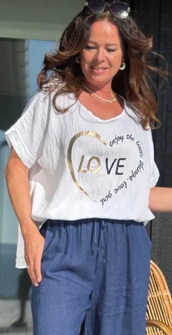 Vanja bluse med hjerteprint hvid LikeLondon