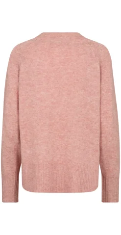 Vidoo strik pullover med broderet blomst gammelrosa