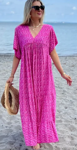 Vigga blomstret maxikjole pink LikeLondon