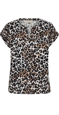 Viva T-shirt med leopard taupe/black