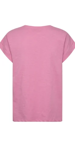 Viva T-shirt med v-hals og lomme fuchsia pink