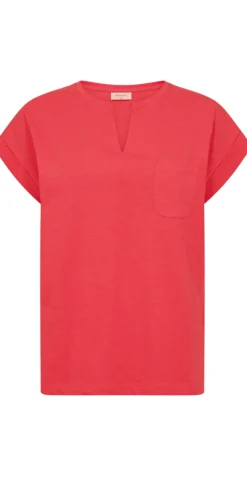 Viva T-shirt med v-hals og lomme bittersweet