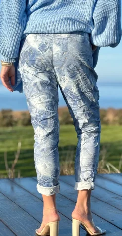 Wendy denimbukser med jeansprint dark denim LikeLondon