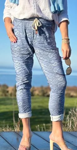 Wendy denimbukser med paisley print dark denim LikeLondon