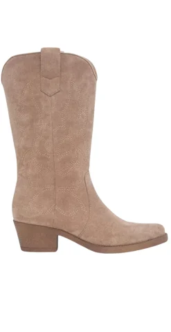 Westernstøvler med mønster i ruskind beige