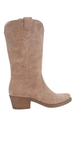 Westernstøvler med mønster i ruskind beige
