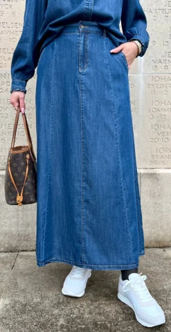 Wilke nederdel medium blue denim