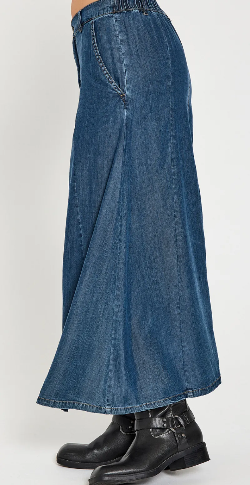 Wilke nederdel medium blue denim