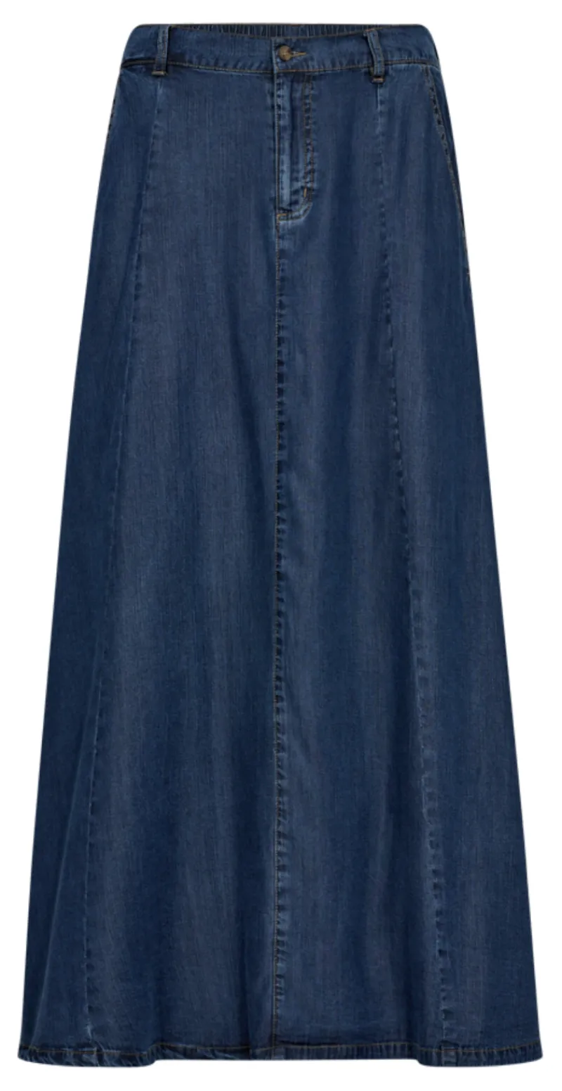 Wilke nederdel medium blue denim